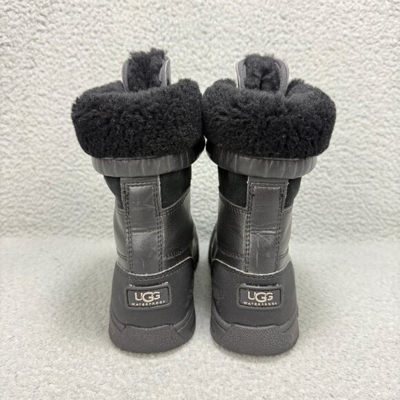 UGG Boots Kids 3 Shoes Black Butte II Waterproof Tall Shearling Winter Unisex - Picture 5 of 12